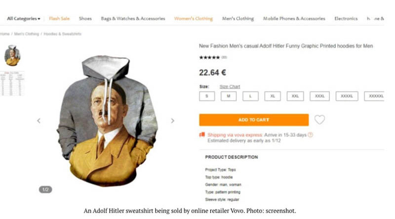 Site varejista com moleton de Hitler