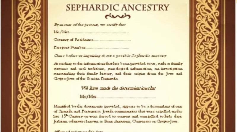 certificado de ascendência sefaradita
