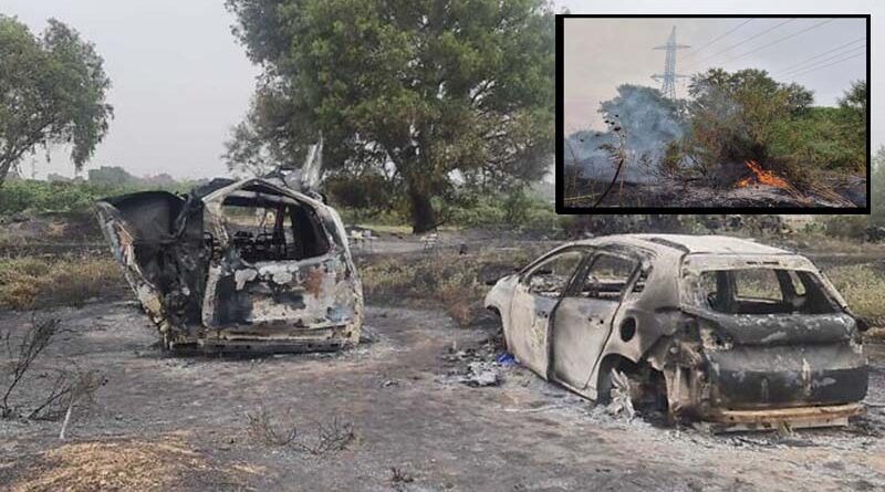 Bombeiros combatem incêndios