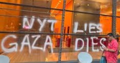 Prédio do NYT é pichado: "NYT mente, Gaza morre"